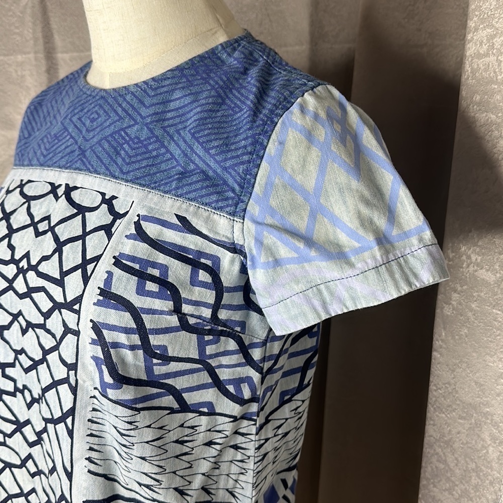Mary Katrantzou X Current/Elliot Women’s Geometric Print Denim Top Sz 0 - Picture 5 of 11